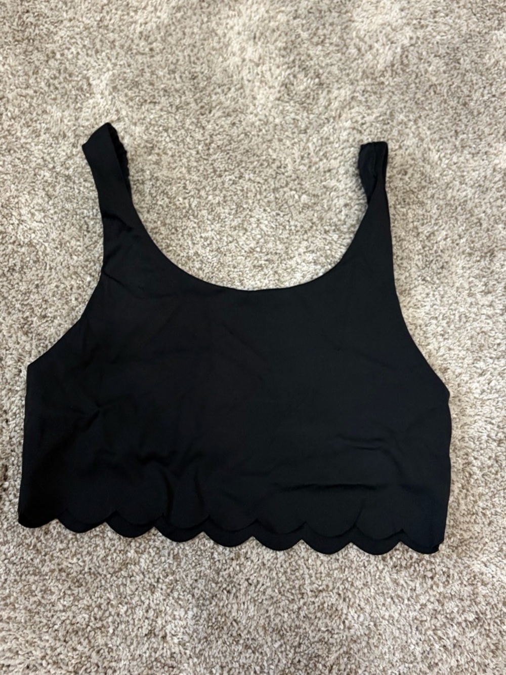Offline by aerie Black Scalloped Hem Crop Tank Top/Sports Bra